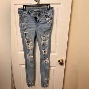 American Eagle Outfitters Light Blue Ripped Skinny Jeans